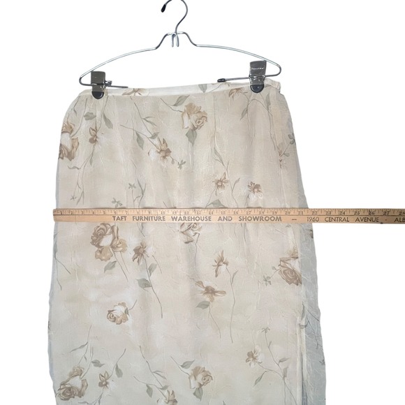 VTG N McNaughton XL Floral Print Maxi Skirt Beige Cottagecore Flowy Fairy Grunge - Picture 5 of 13